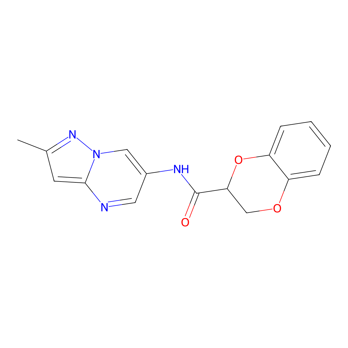 N-(2-methylpyrazolo[1,5-a]pyrimidin-6-yl)-2,3-dihydrobenzo[b][1,4]dioxine-2-carboxamide molecular structure, CAS 1796964-53-8