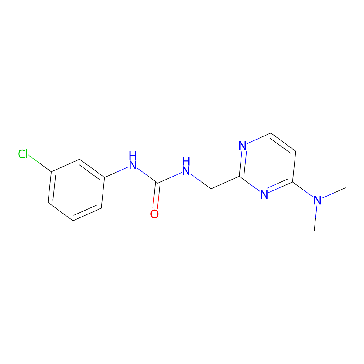 1-(3-Chlorophenyl)-3-{[4-(dimethylamino)pyrimidin-2-yl]methyl}urea molecular structure, CAS 1796965-04-2