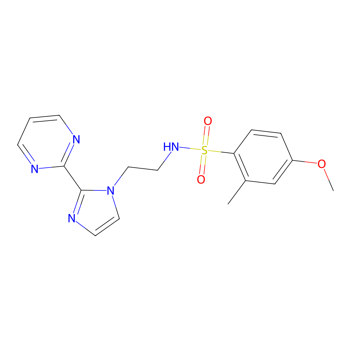 4-methoxy-2-methyl-N-(2-(2-(pyrimidin-2-yl)-1H-imidazol-1-yl)ethyl)benzenesulfonamide molecular structure, CAS 1796965-09-7