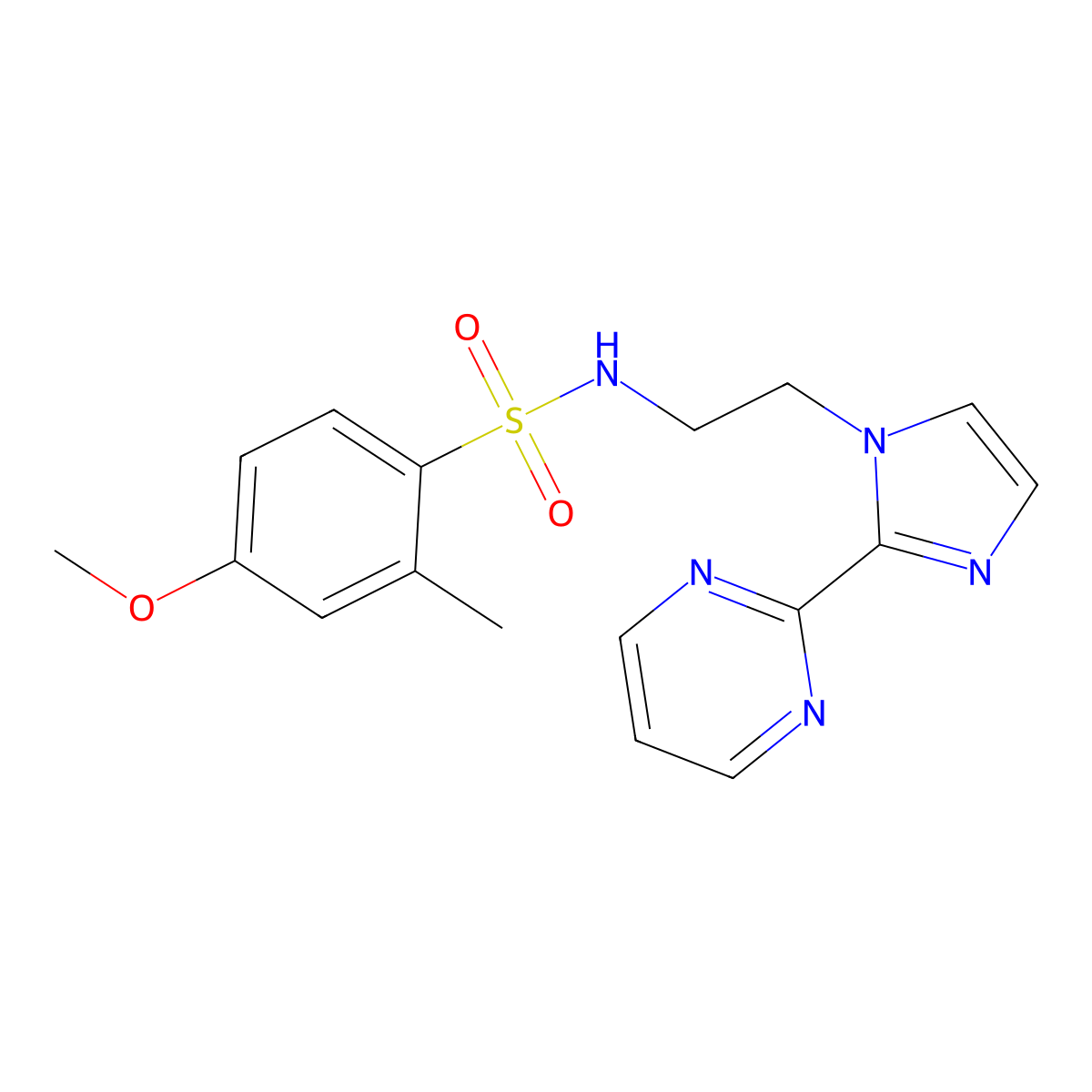 4-methoxy-2-methyl-N-(2-(2-(pyrimidin-2-yl)-1H-imidazol-1-yl)ethyl)benzenesulfonamide molecular structure, CAS 1796965-09-7