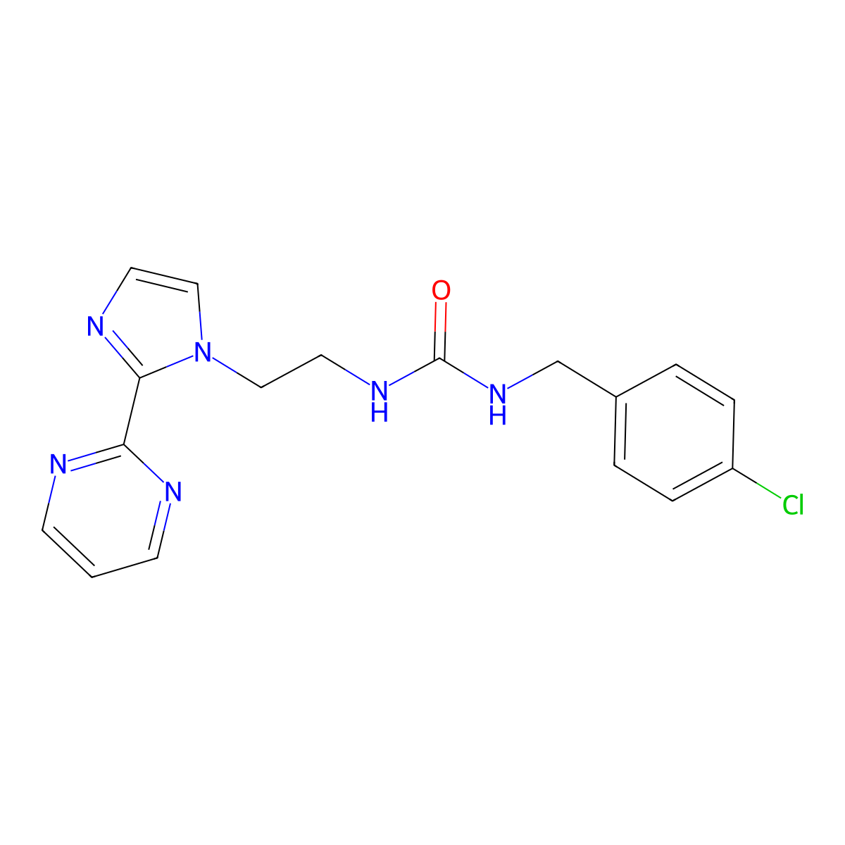 1-(4-chlorobenzyl)-3-(2-(2-(pyrimidin-2-yl)-1H-imidazol-1-yl)ethyl)urea molecular structure, CAS 1796965-26-8