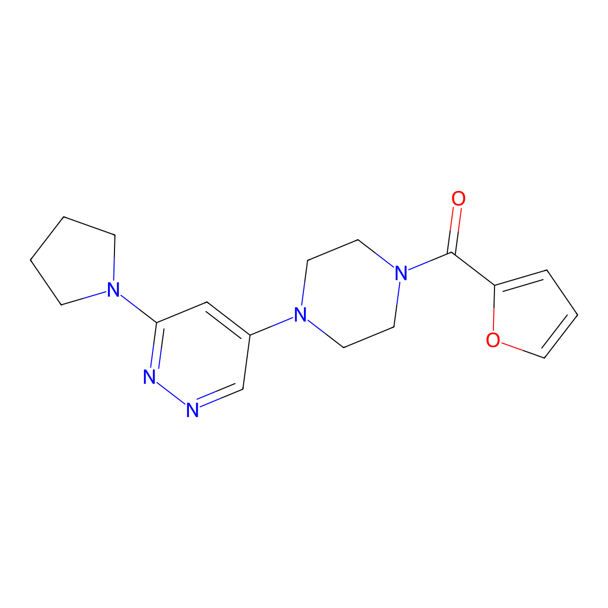 Furan-2-yl(4-(6-(pyrrolidin-1-yl)pyridazin-4-yl)piperazin-1-yl)methanone molecular structure, CAS 1796965-51-9