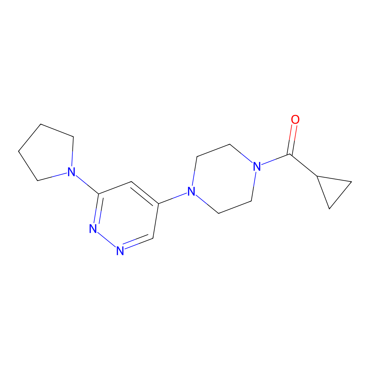 Cyclopropyl(4-(6-(pyrrolidin-1-yl)pyridazin-4-yl)piperazin-1-yl)methanone molecular structure, CAS 1796965-56-4