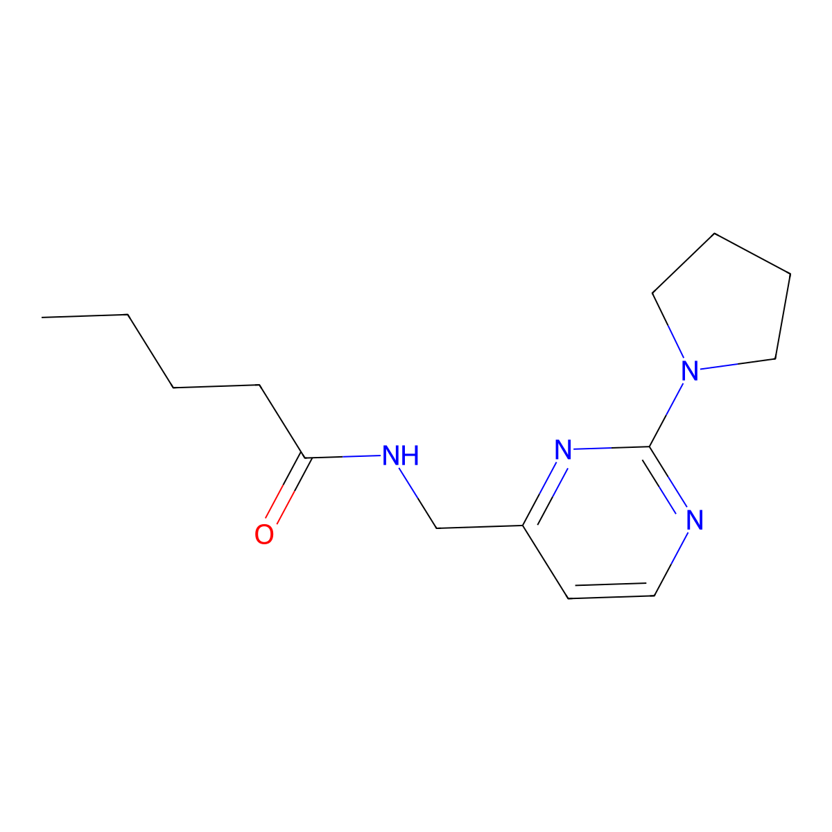 N-((2-(pyrrolidin-1-yl)pyrimidin-4-yl)methyl)pentanamide molecular structure, CAS 1796965-63-3