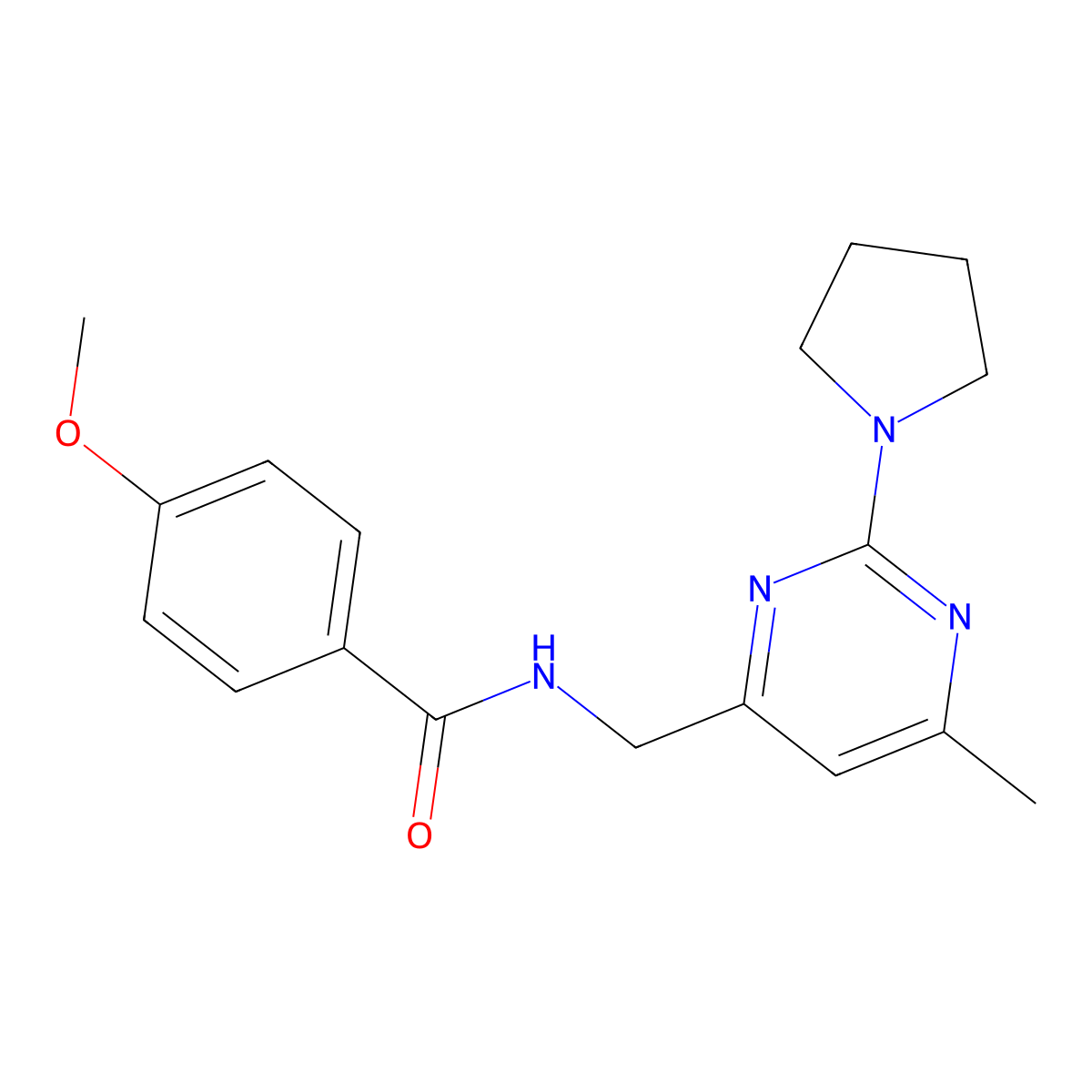 4-methoxy-N-{[6-methyl-2-(pyrrolidin-1-yl)pyrimidin-4-yl]methyl}benzamide molecular structure, CAS 1796965-82-6