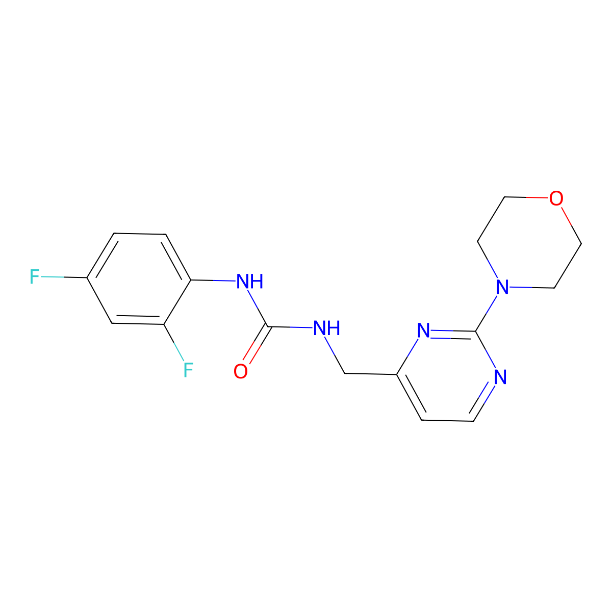 1-(2,4-Difluorophenyl)-3-((2-morpholinopyrimidin-4-yl)methyl)urea molecular structure, CAS 1796966-19-2