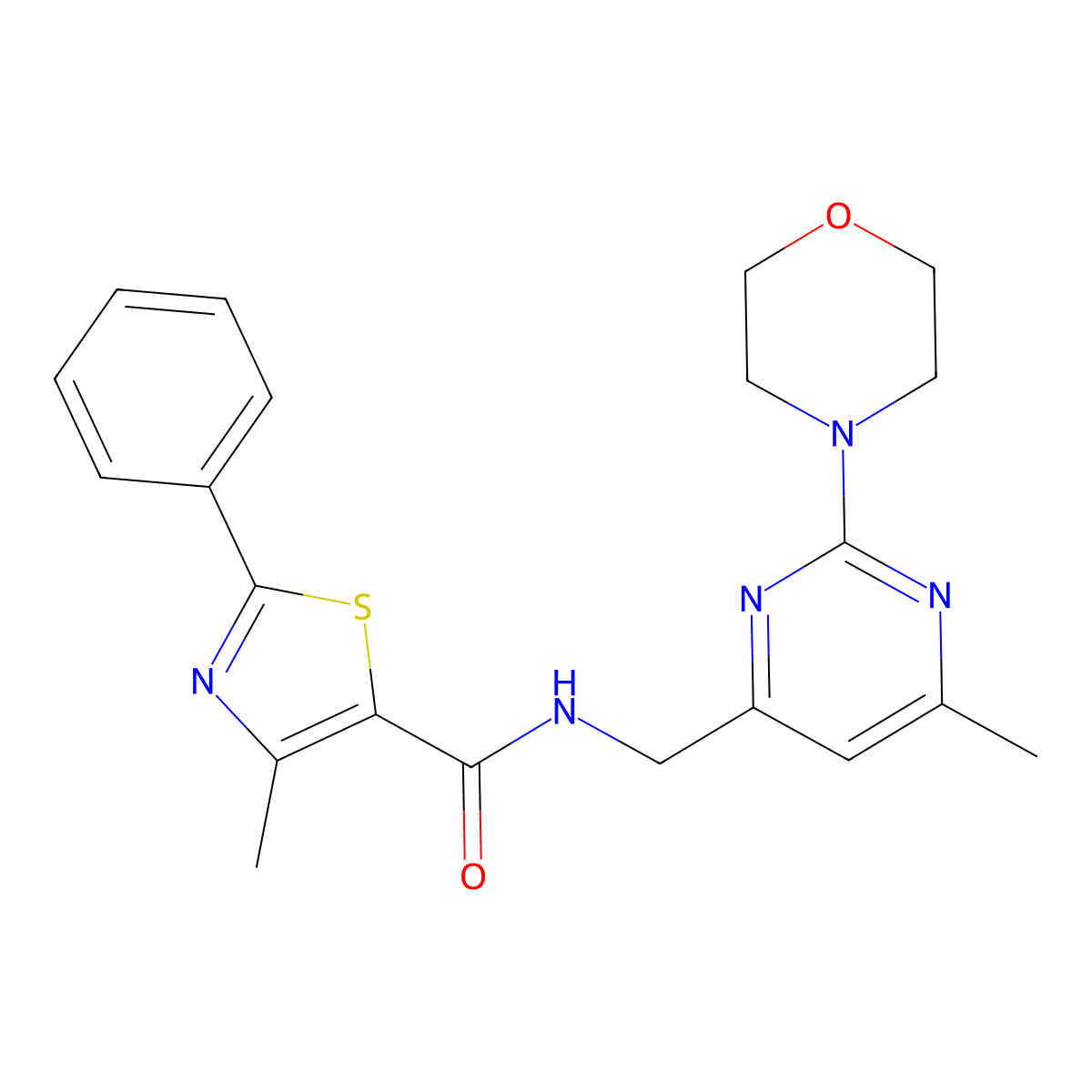 4-methyl-N-((6-methyl-2-morpholinopyrimidin-4-yl)methyl)-2-phenylthiazole-5-carboxamide molecular structure, CAS 1796966-23-8