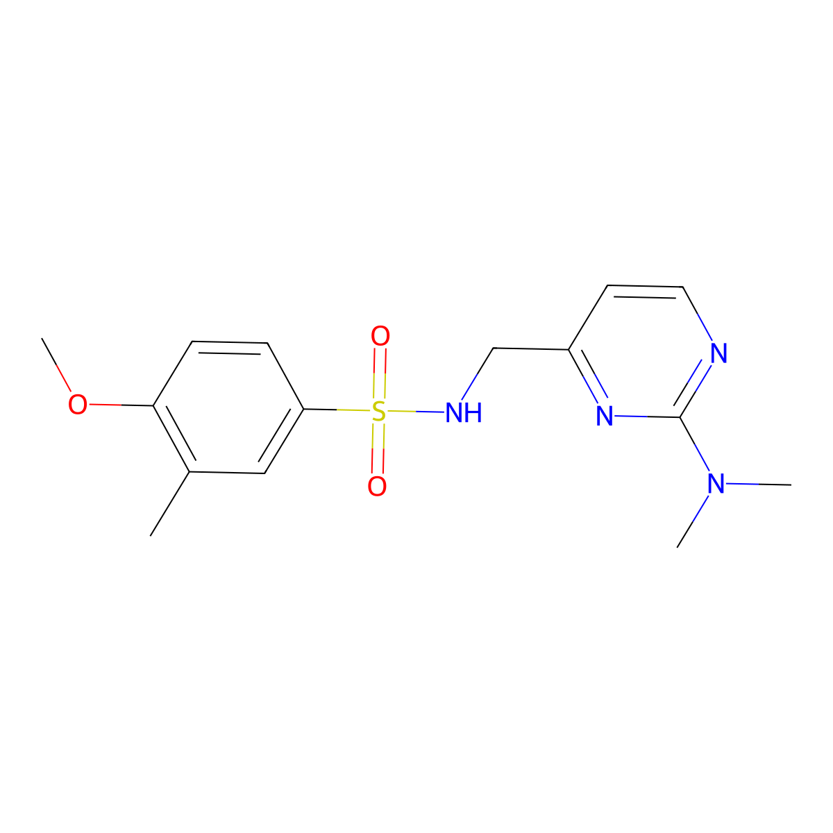 N-((2-(dimethylamino)pyrimidin-4-yl)methyl)-4-methoxy-3-methylbenzenesulfonamide molecular structure, CAS 1796966-45-4
