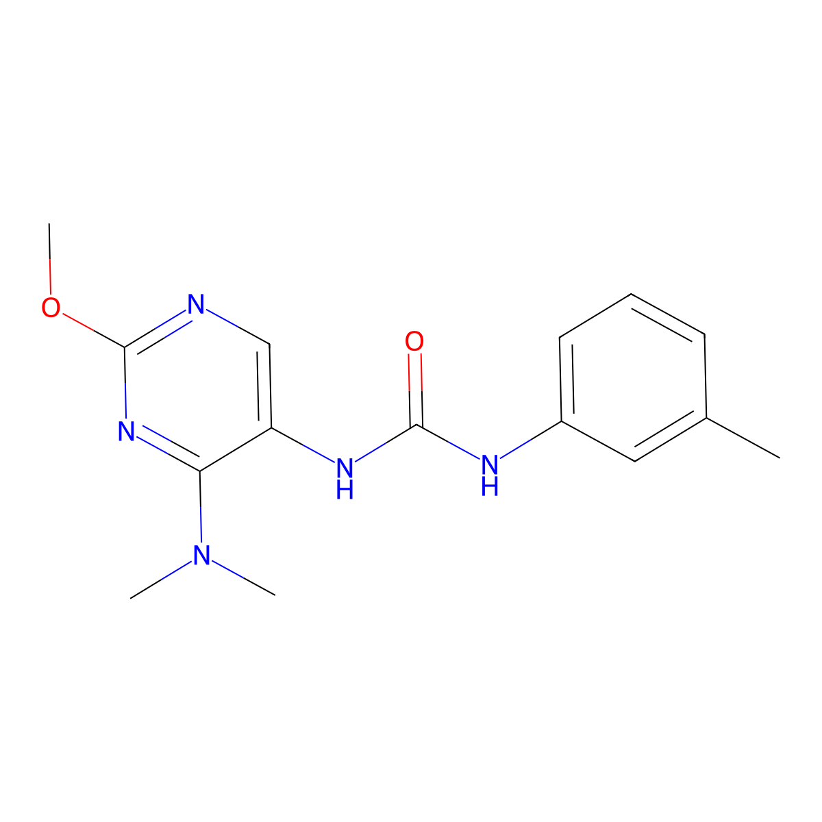 1-(4-(Dimethylamino)-2-methoxypyrimidin-5-yl)-3-(m-tolyl)urea molecular structure, CAS 1796966-77-2