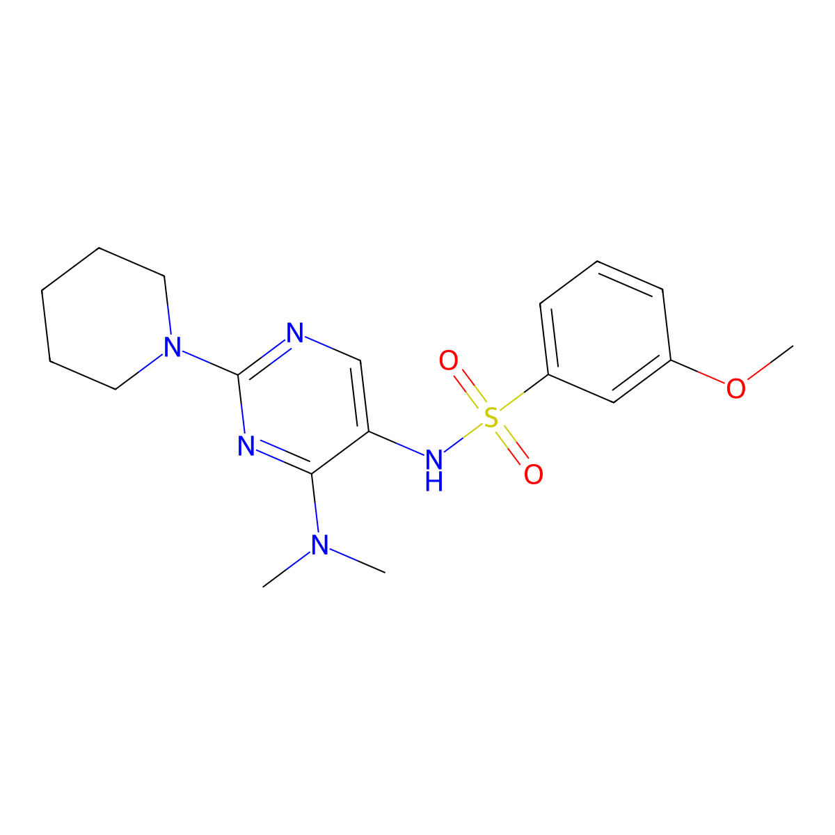 N-(4-(dimethylamino)-2-(piperidin-1-yl)pyrimidin-5-yl)-3-methoxybenzenesulfonamide molecular structure, CAS 1796966-85-2