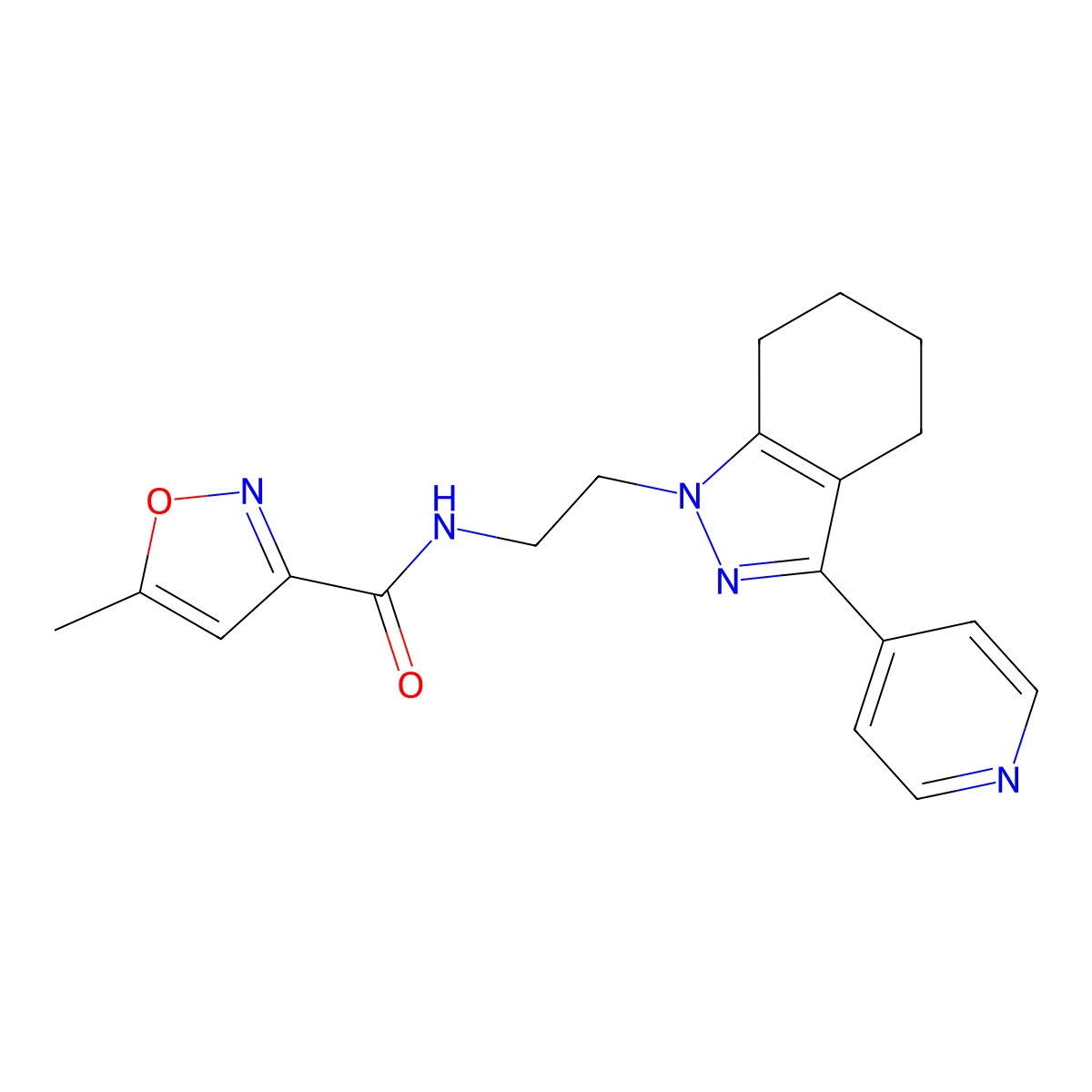 5-methyl-N-(2-(3-(pyridin-4-yl)-4,5,6,7-tetrahydro-1H-indazol-1-yl)ethyl)isoxazole-3-carboxamide molecular structure, CAS 1796966-97-6