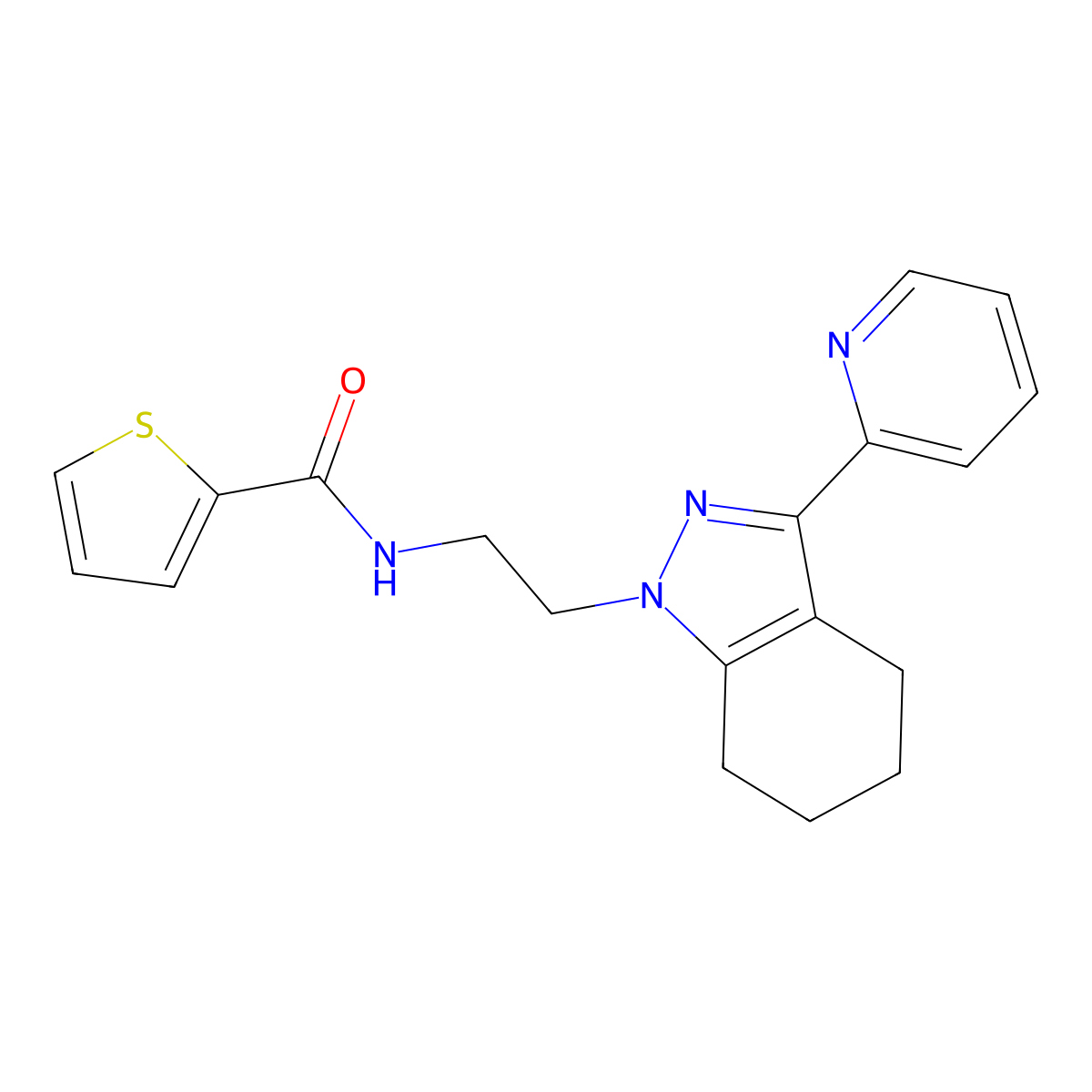 N-{2-[3-(pyridin-2-yl)-4,5,6,7-tetrahydro-1H-indazol-1-yl]ethyl}thiophene-2-carboxamide molecular structure, CAS 1796966-99-8