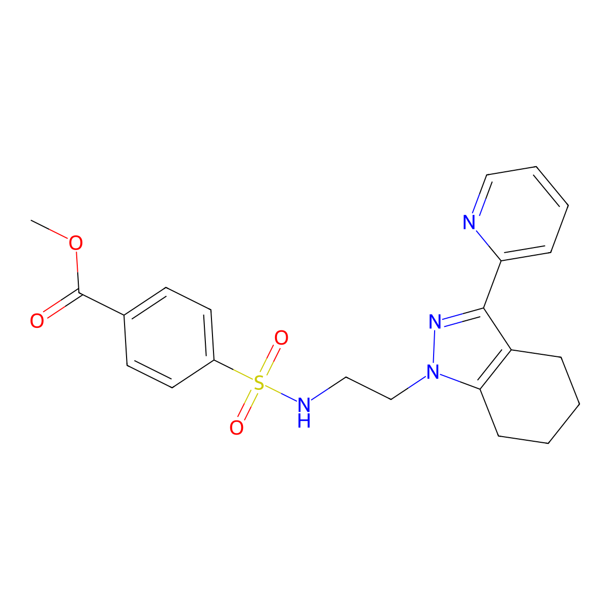 methyl 4-(N-(2-(3-(pyridin-2-yl)-4,5,6,7-tetrahydro-1H-indazol-1-yl)ethyl)sulfamoyl)benzoate molecular structure, CAS 1796967-04-8