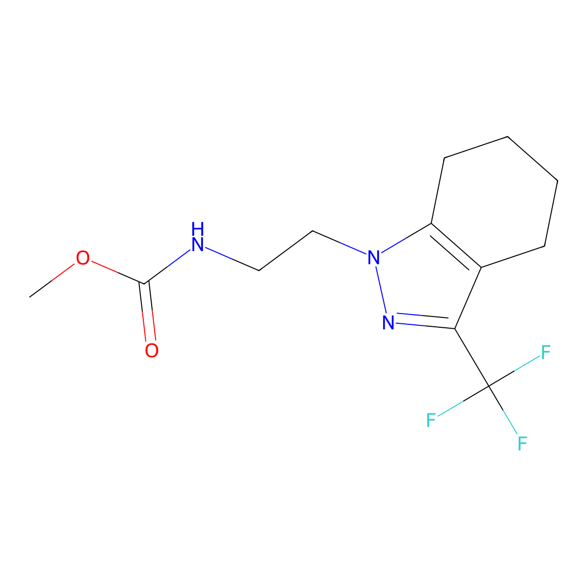 methyl (2-(3-(trifluoromethyl)-4,5,6,7-tetrahydro-1H-indazol-1-yl)ethyl)carbamate molecular structure, CAS 1796967-07-1