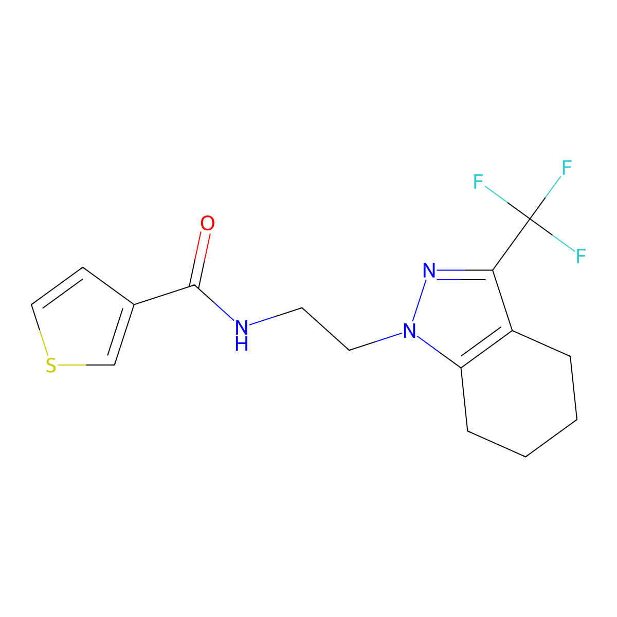 N-(2-(3-(trifluoromethyl)-4,5,6,7-tetrahydro-1H-indazol-1-yl)ethyl)thiophene-3-carboxamide molecular structure, CAS 1796967-08-2