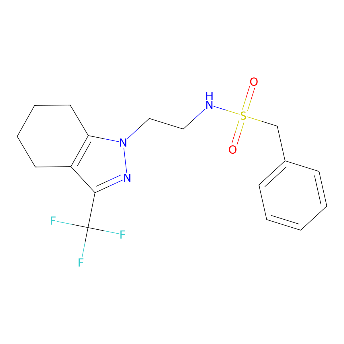 1-phenyl-N-{2-[3-(trifluoromethyl)-4,5,6,7-tetrahydro-1H-indazol-1-yl]ethyl}methanesulfonamide molecular structure, CAS 1796967-12-8