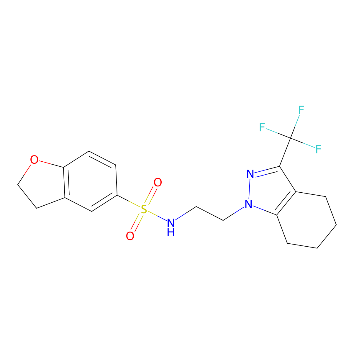 N-(2-(3-(trifluoromethyl)-4,5,6,7-tetrahydro-1H-indazol-1-yl)ethyl)-2,3-dihydrobenzofuran-5-sulfonamide molecular structure, CAS 1796967-16-2