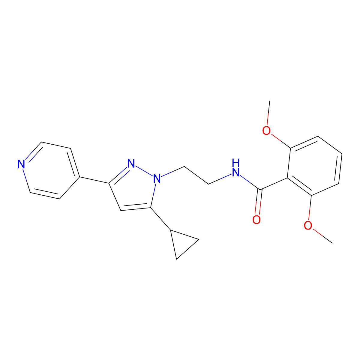 N-{2-[5-cyclopropyl-3-(pyridin-4-yl)-1H-pyrazol-1-yl]ethyl}-2,6-dimethoxybenzamide molecular structure, CAS 1796967-19-5