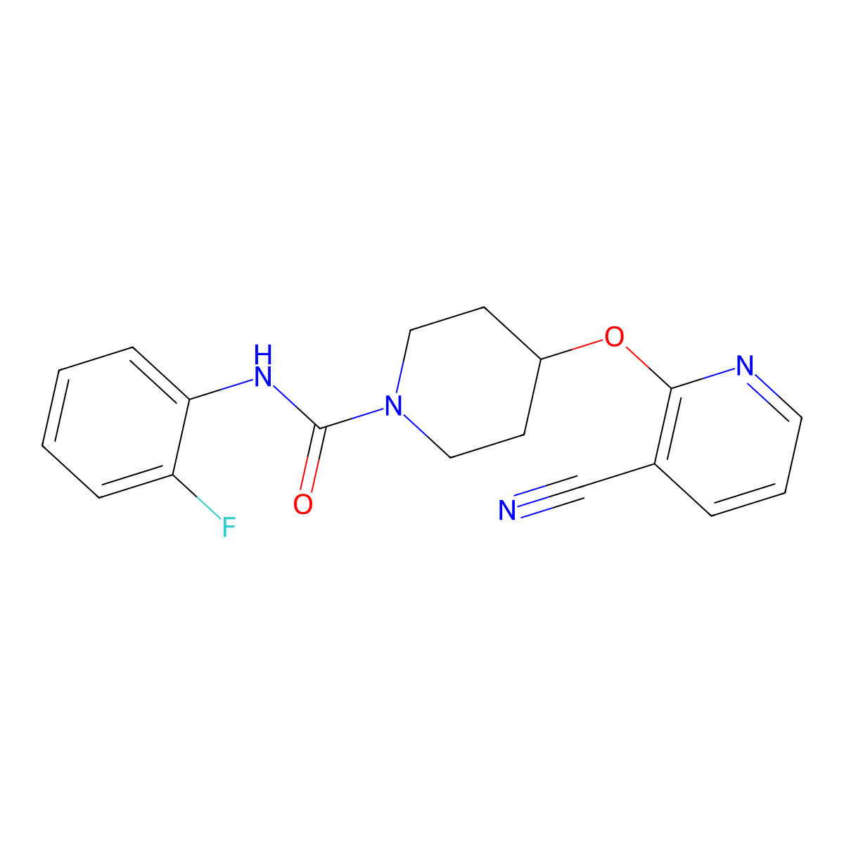 4-((3-cyanopyridin-2-yl)oxy)-N-(2-fluorophenyl)piperidine-1-carboxamide molecular structure, CAS 1796968-46-1