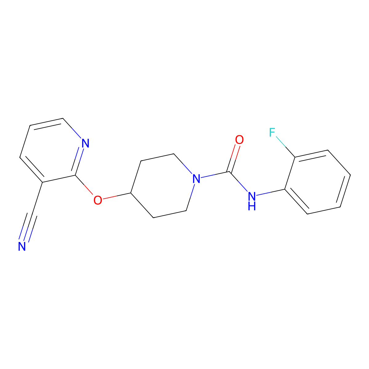 4-((3-cyanopyridin-2-yl)oxy)-N-(2-fluorophenyl)piperidine-1-carboxamide molecular structure, CAS 1796968-46-1