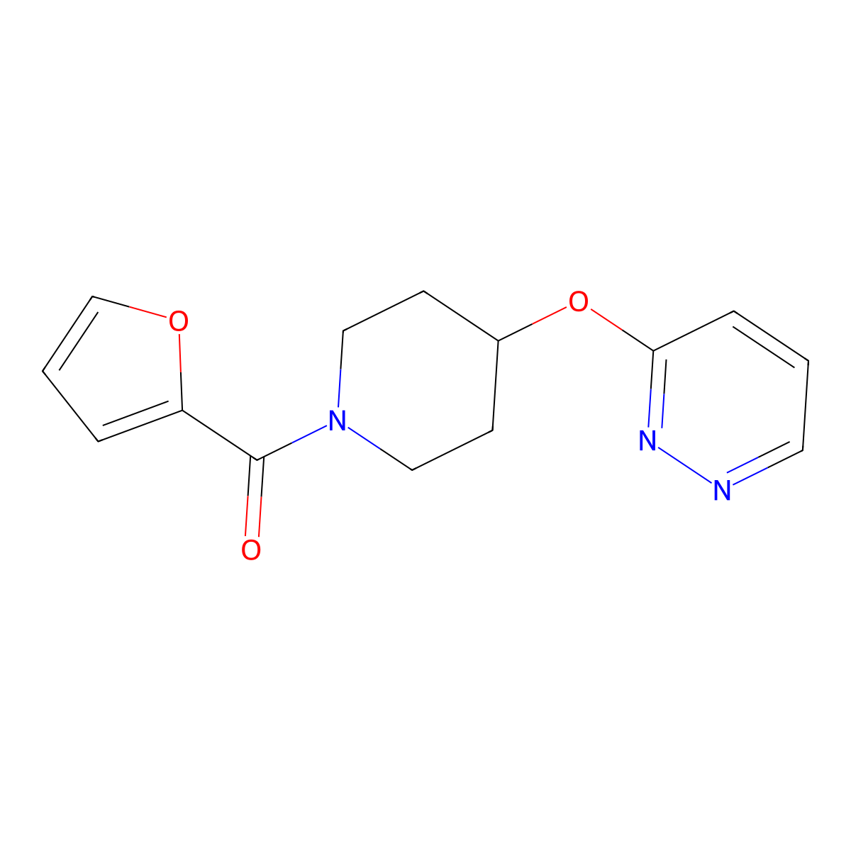 Furan-2-yl(4-(pyridazin-3-yloxy)piperidin-1-yl)methanone molecular structure, CAS 1796968-60-9