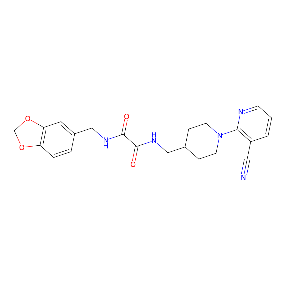 N1-(benzo[d][1,3]dioxol-5-ylmethyl)-N2-((1-(3-cyanopyridin-2-yl)piperidin-4-yl)methyl)oxalamide molecular structure, CAS 1796968-93-8