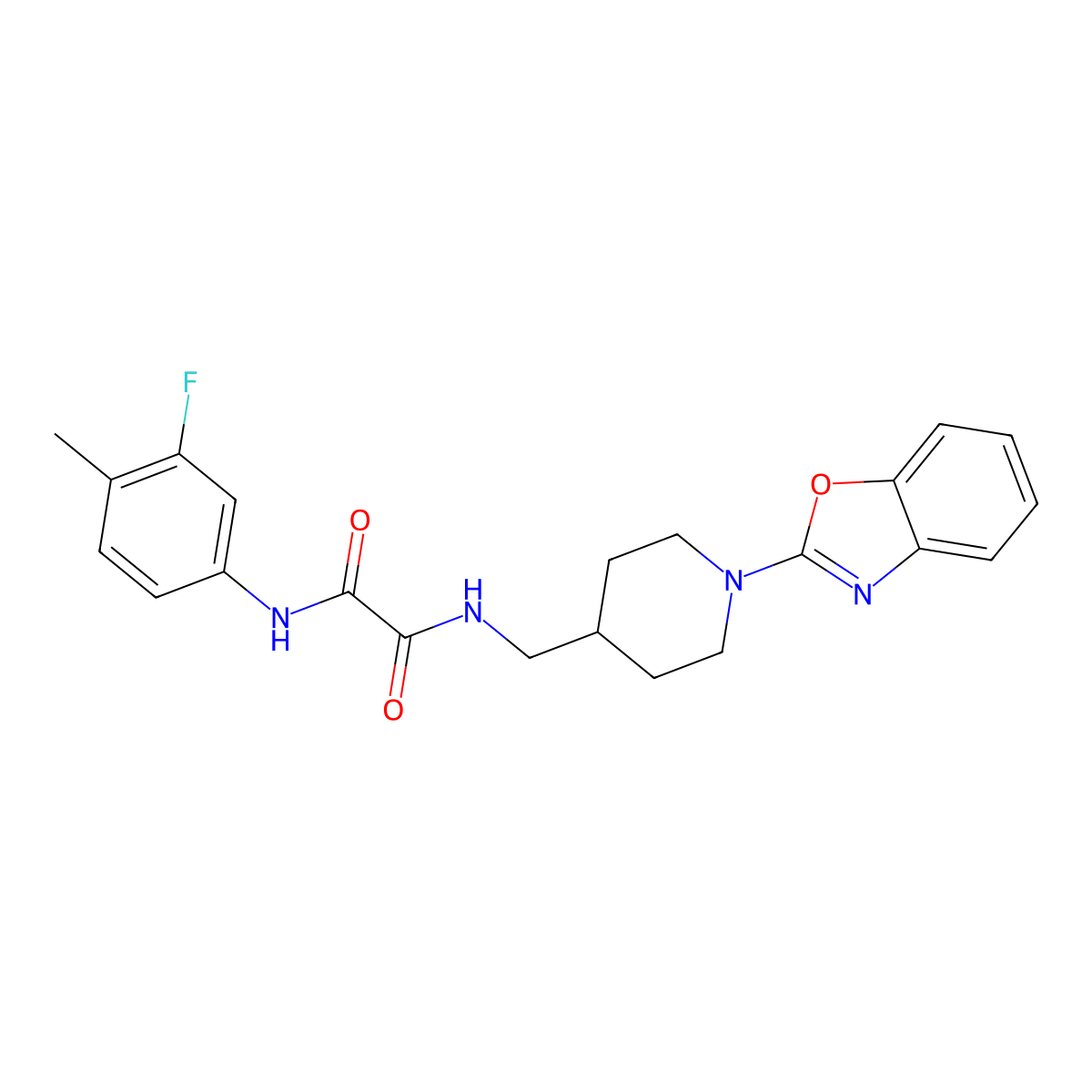 N1-((1-(benzo[d]oxazol-2-yl)piperidin-4-yl)methyl)-N2-(3-fluoro-4-methylphenyl)oxalamide molecular structure, CAS 1796968-99-4