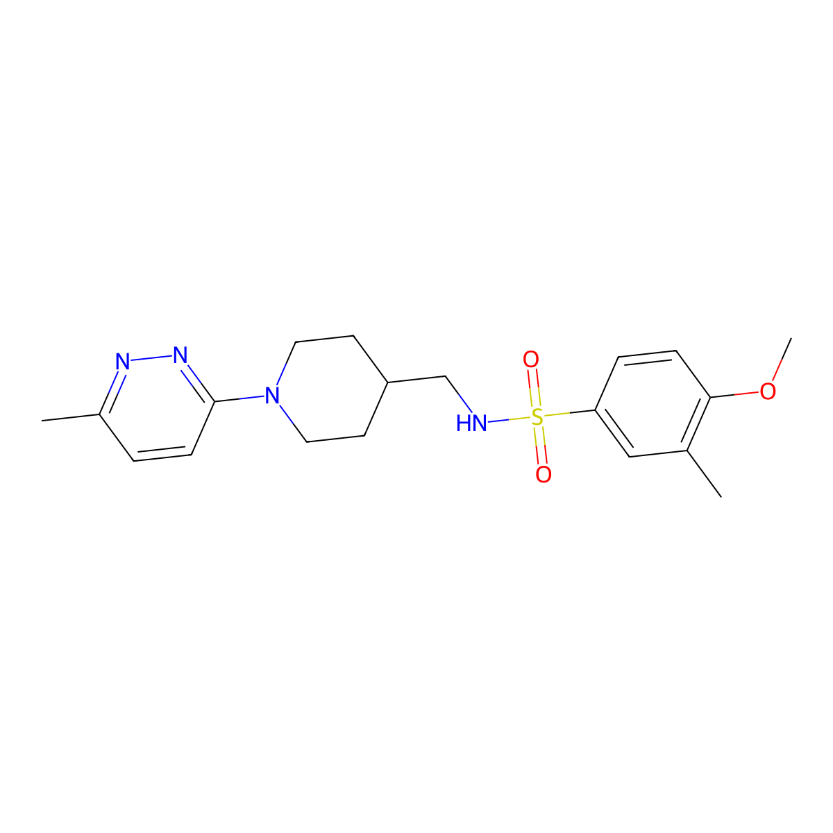 4-methoxy-3-methyl-N-((1-(6-methylpyridazin-3-yl)piperidin-4-yl)methyl)benzenesulfonamide molecular structure, CAS 1796969-00-0