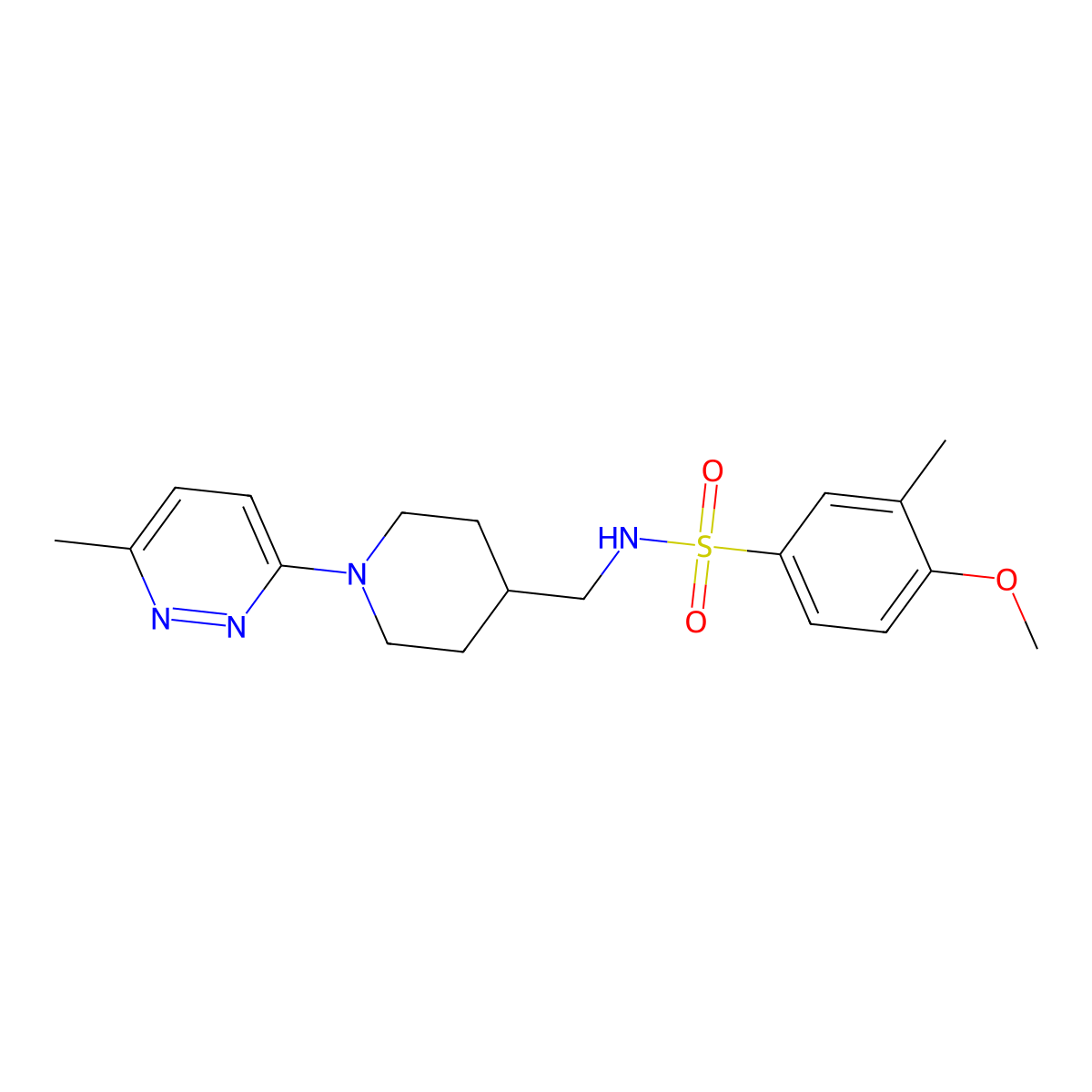 4-methoxy-3-methyl-N-((1-(6-methylpyridazin-3-yl)piperidin-4-yl)methyl)benzenesulfonamide molecular structure, CAS 1796969-00-0