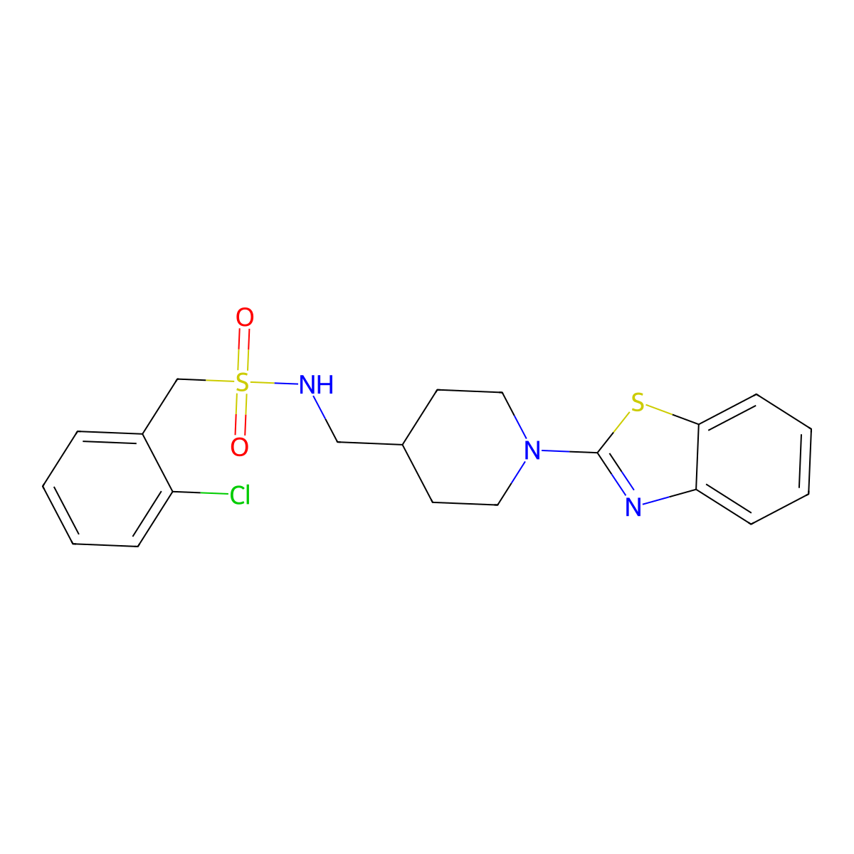 N-((1-(benzo[d]thiazol-2-yl)piperidin-4-yl)methyl)-1-(2-chlorophenyl)methanesulfonamide molecular structure, CAS 1796969-08-8