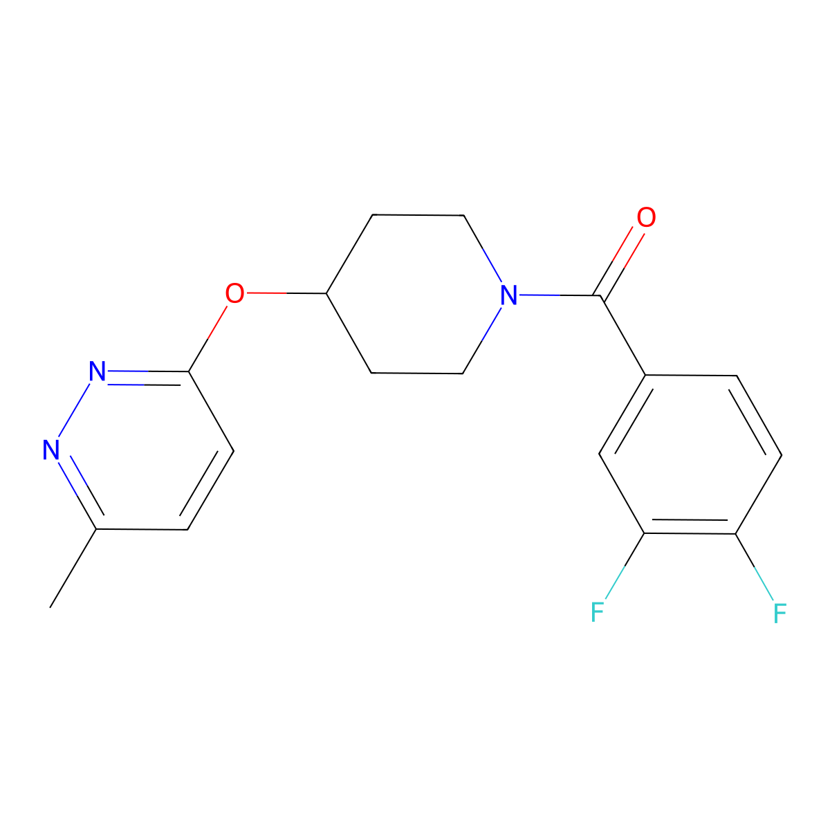 (3,4-Difluorophenyl)(4-((6-methylpyridazin-3-yl)oxy)piperidin-1-yl)methanone molecular structure, CAS 1796969-11-3