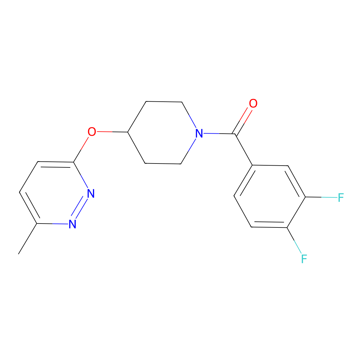 (3,4-Difluorophenyl)(4-((6-methylpyridazin-3-yl)oxy)piperidin-1-yl)methanone molecular structure, CAS 1796969-11-3