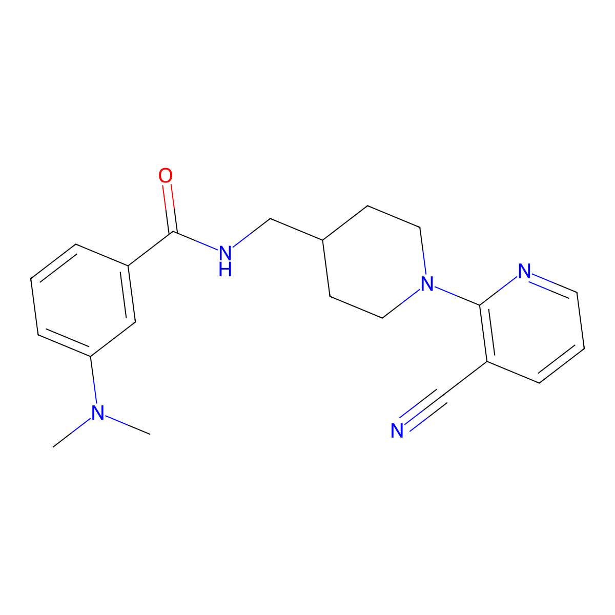 N-{[1-(3-cyanopyridin-2-yl)piperidin-4-yl]methyl}-3-(dimethylamino)benzamide molecular structure, CAS 1796969-14-6
