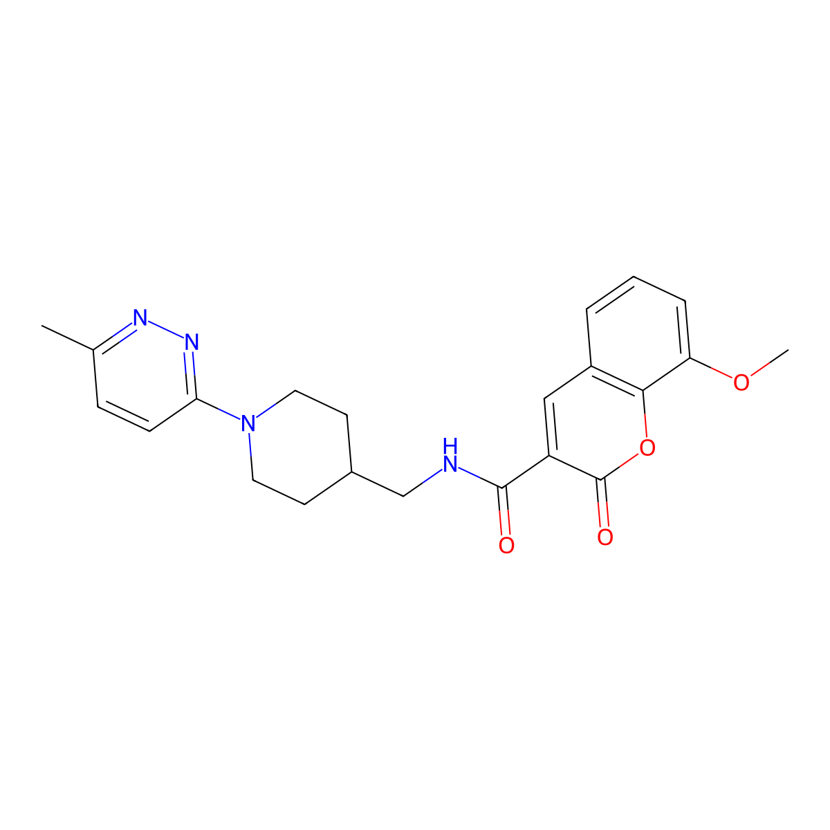 8-methoxy-N-((1-(6-methylpyridazin-3-yl)piperidin-4-yl)methyl)-2-oxo-2H-chromene-3-carboxamide molecular structure, CAS 1796969-26-0