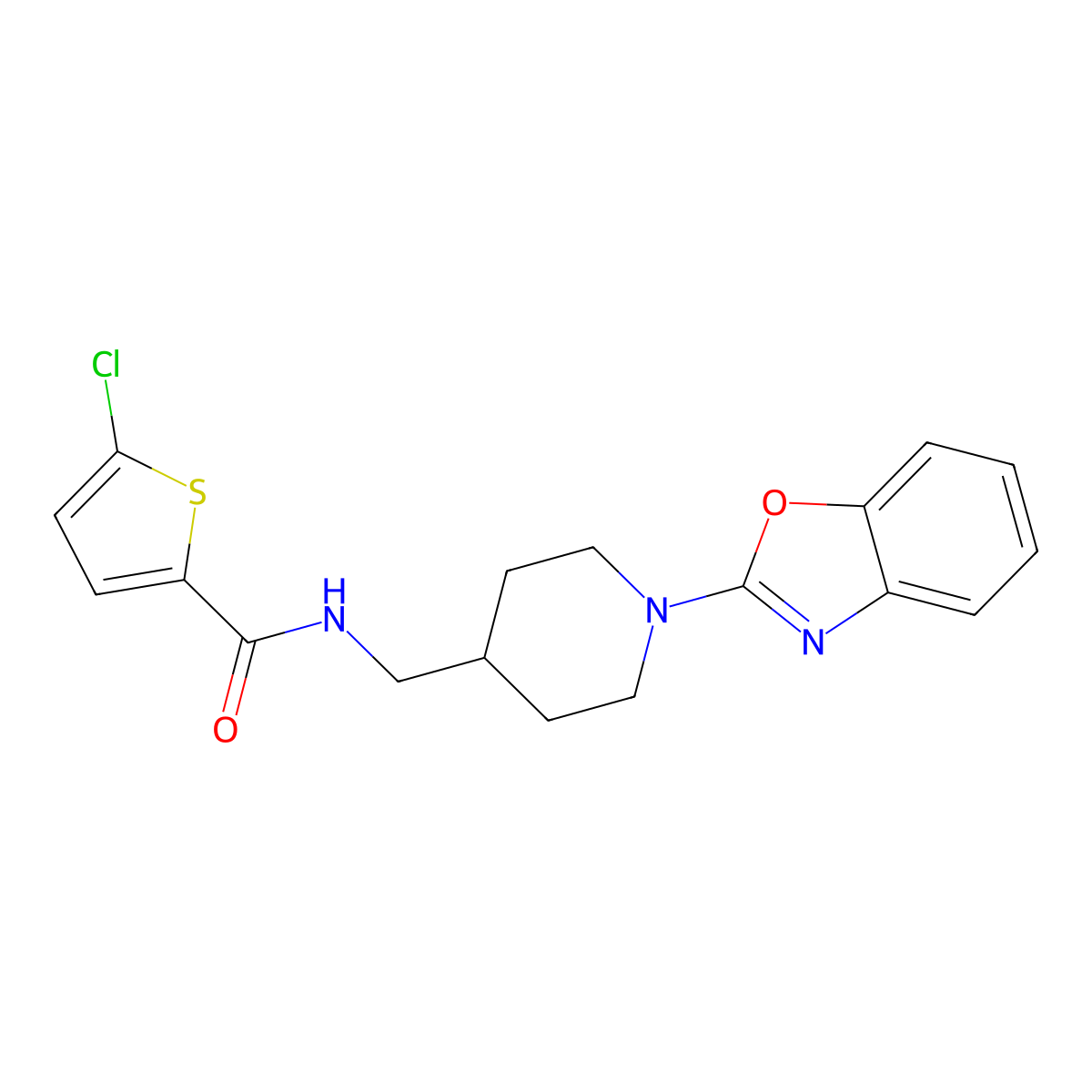 N-((1-(benzo[d]oxazol-2-yl)piperidin-4-yl)methyl)-5-chlorothiophene-2-carboxamide molecular structure, CAS 1796969-42-0