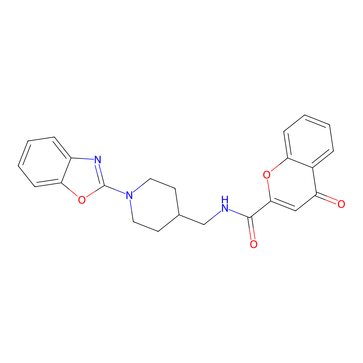 N-((1-(benzo[d]oxazol-2-yl)piperidin-4-yl)methyl)-4-oxo-4H-chromene-2-carboxamide molecular structure, CAS 1796969-44-2