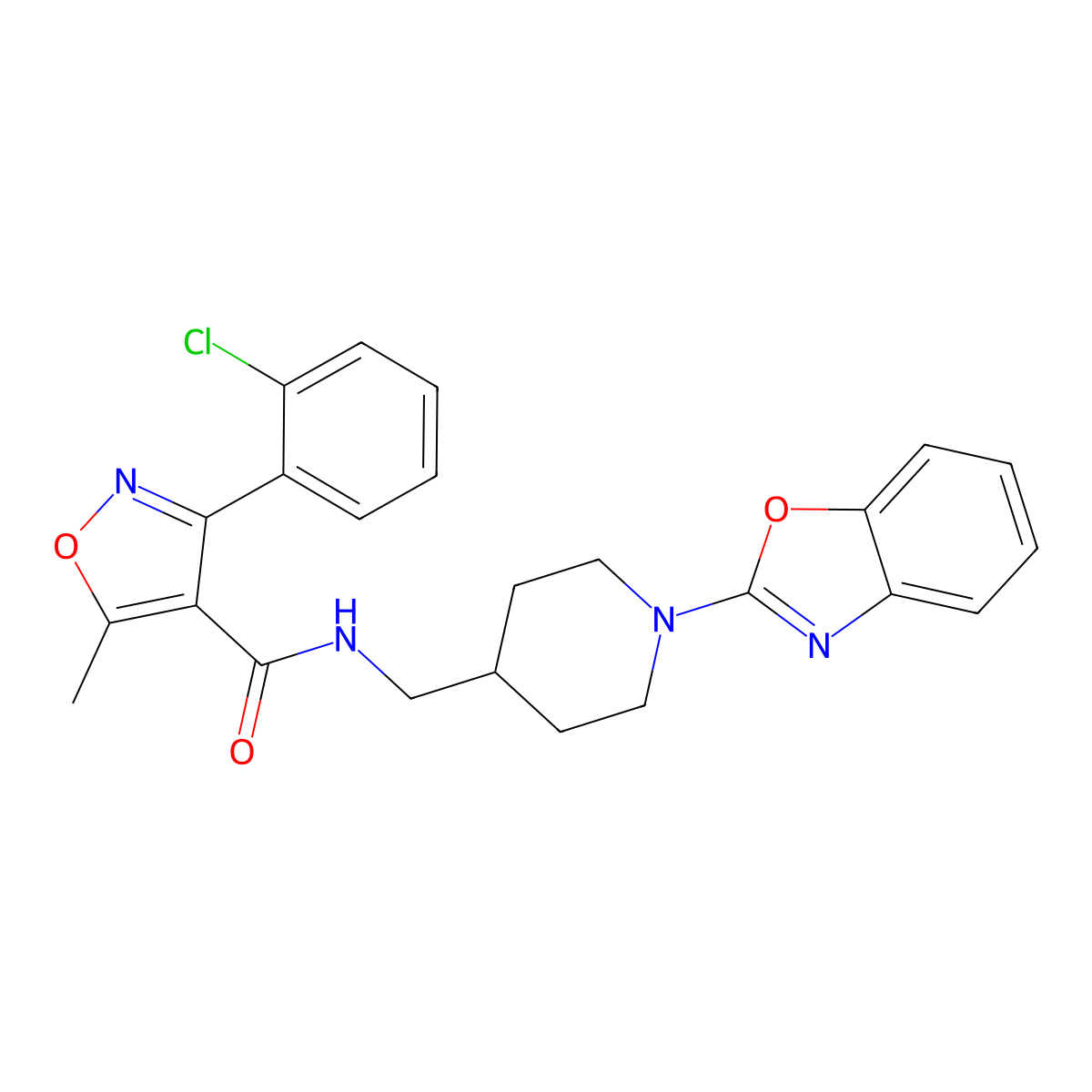 N-((1-(benzo[d]oxazol-2-yl)piperidin-4-yl)methyl)-3-(2-chlorophenyl)-5-methylisoxazole-4-carboxamide molecular structure, CAS 1796969-47-5