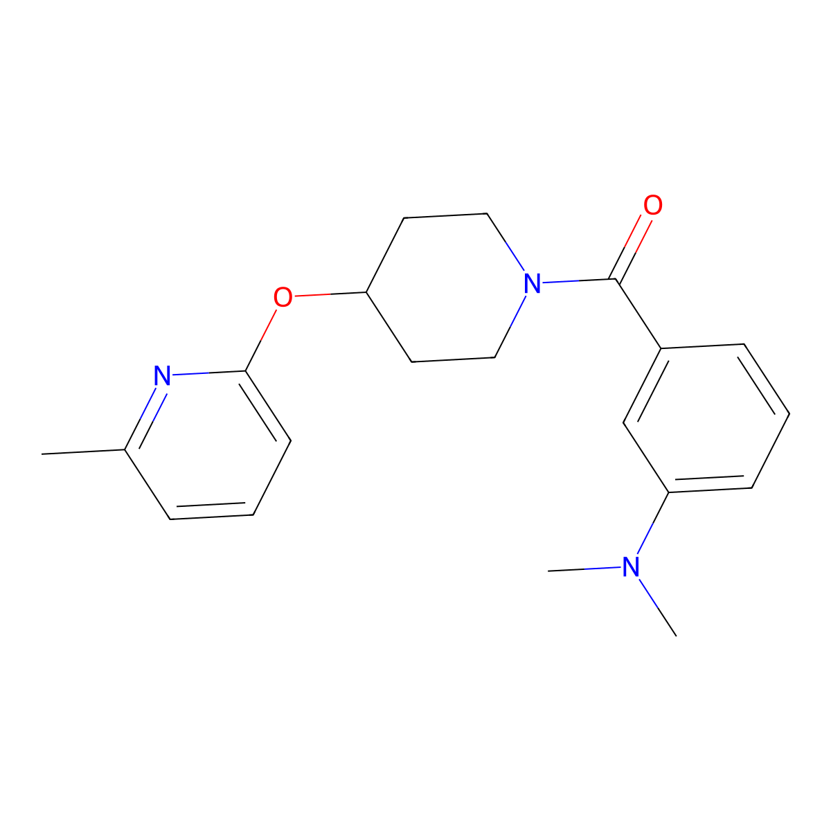 (3-(Dimethylamino)phenyl)(4-((6-methylpyridin-2-yl)oxy)piperidin-1-yl)methanone molecular structure, CAS 1796969-48-6