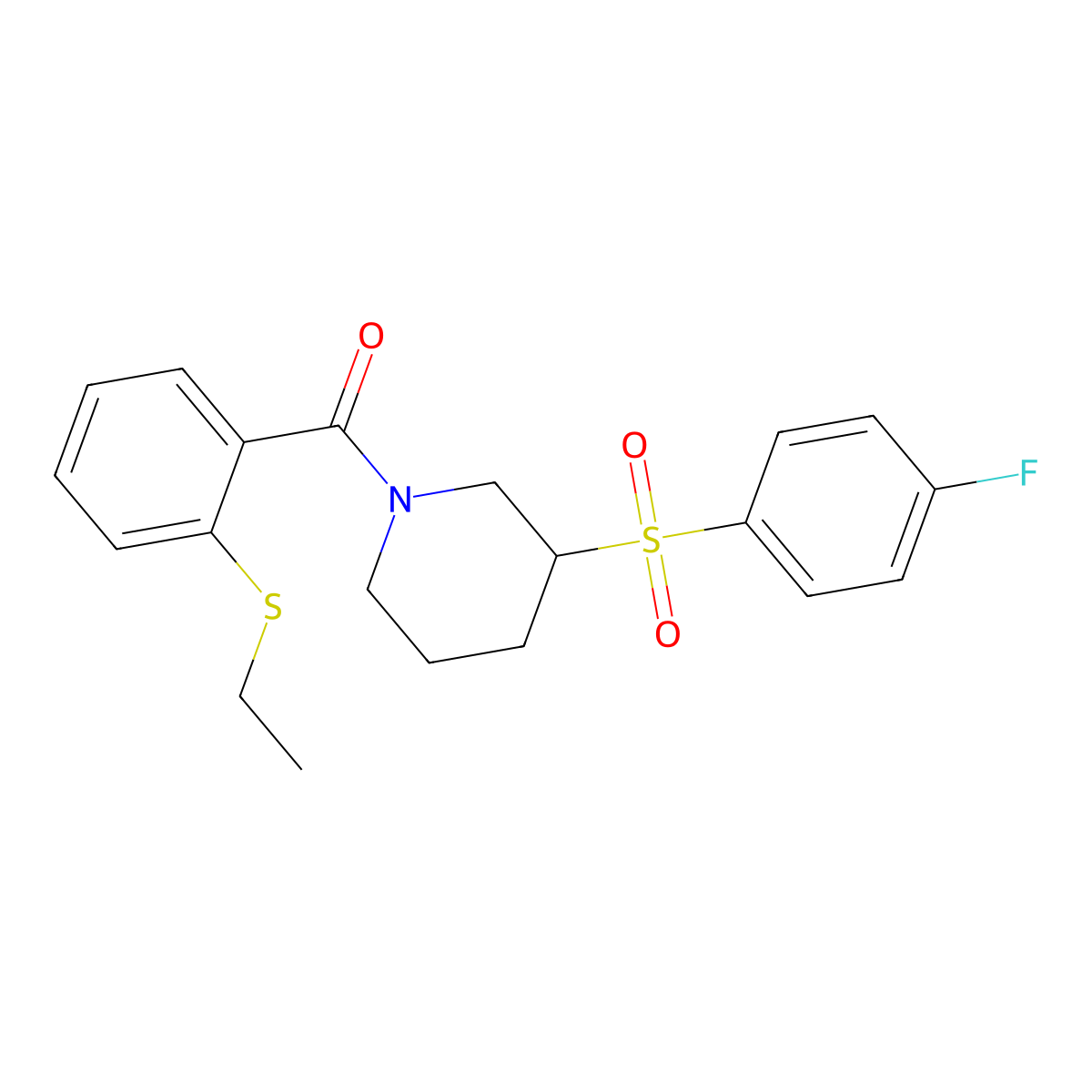 (2-(Ethylthio)phenyl)(3-((4-fluorophenyl)sulfonyl)piperidin-1-yl)methanone molecular structure, CAS 1796969-49-7