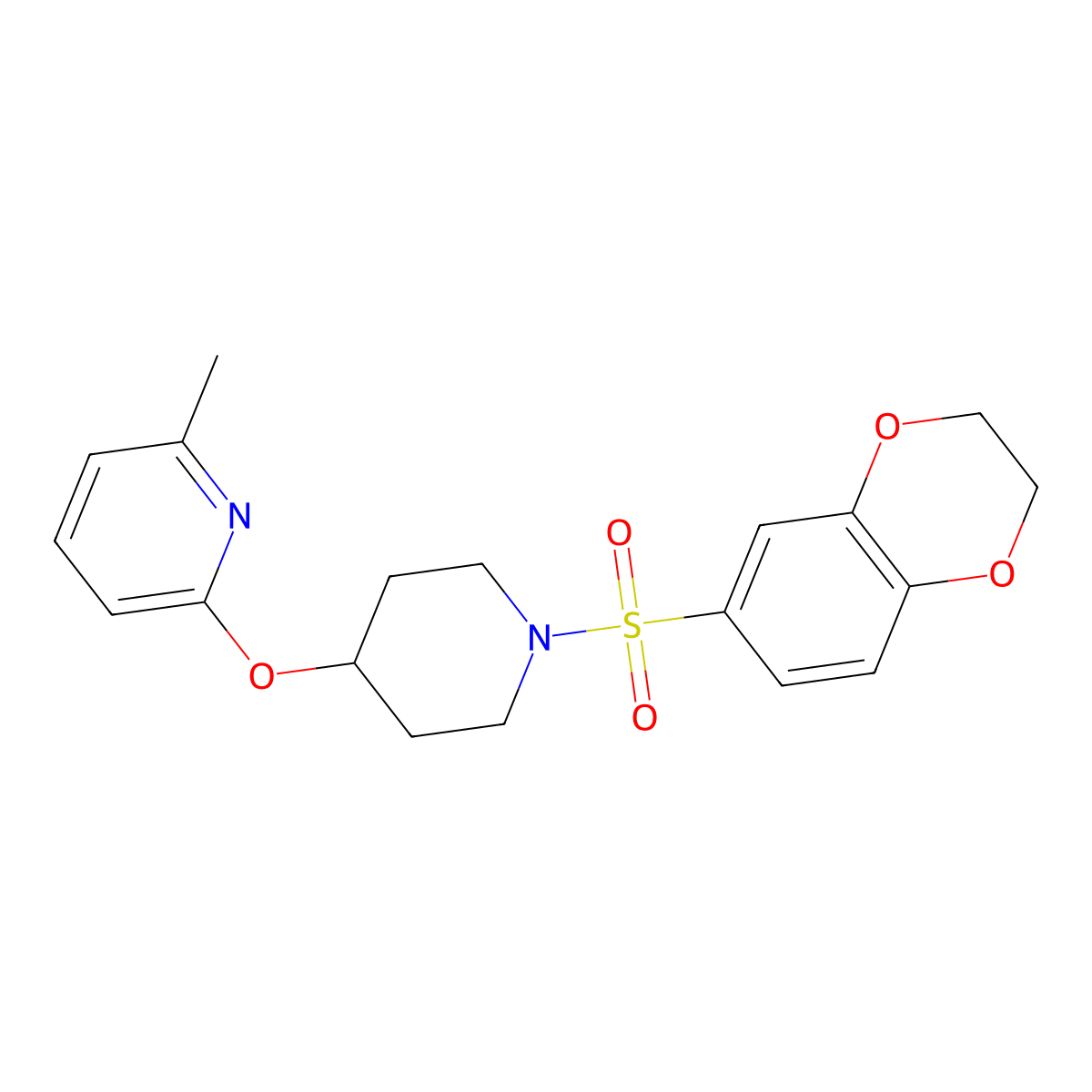 2-((1-((2,3-Dihydrobenzo[b][1,4]dioxin-6-yl)sulfonyl)piperidin-4-yl)oxy)-6-methylpyridine molecular structure, CAS 1796969-58-8