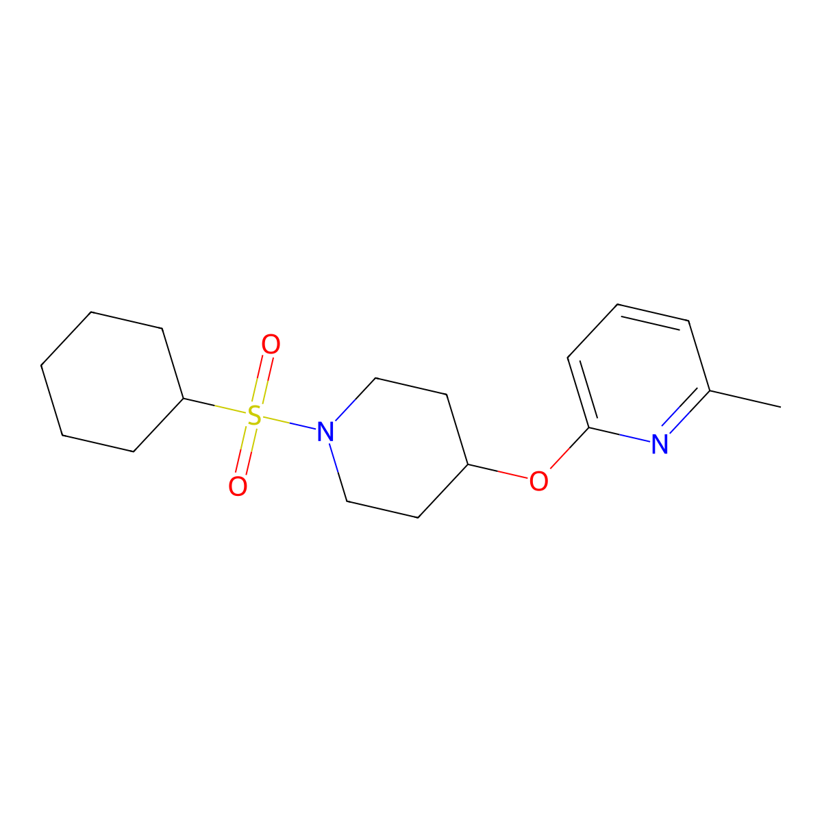 2-((1-(Cyclohexylsulfonyl)piperidin-4-yl)oxy)-6-methylpyridine molecular structure, CAS 1796969-61-3