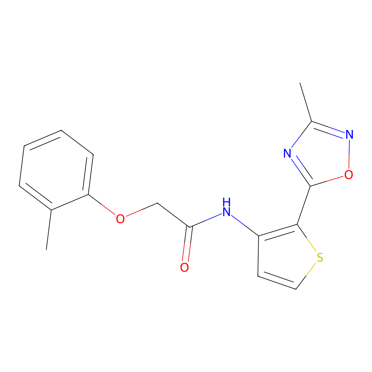 N-(2-(3-methyl-1,2,4-oxadiazol-5-yl)thiophen-3-yl)-2-(o-tolyloxy)acetamide molecular structure, CAS 1796969-67-9