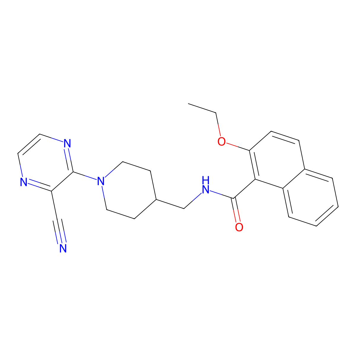 N-((1-(3-cyanopyrazin-2-yl)piperidin-4-yl)methyl)-2-ethoxy-1-naphthamide molecular structure, CAS 1796969-68-0