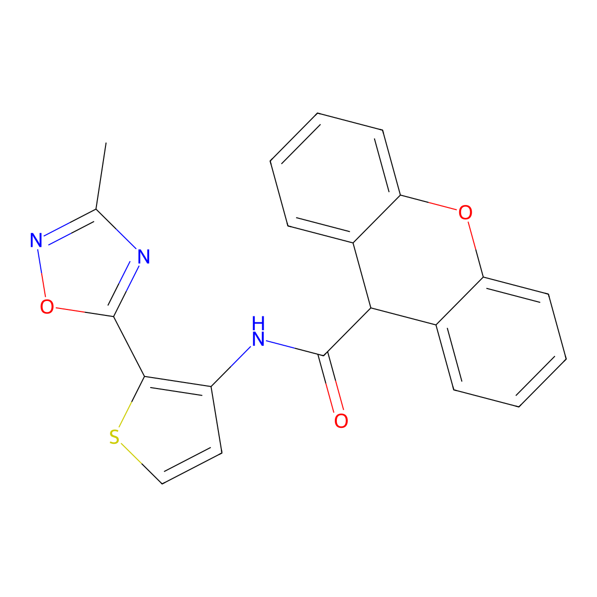 N-[2-(3-methyl-1,2,4-oxadiazol-5-yl)thiophen-3-yl]-9H-xanthene-9-carboxamide molecular structure, CAS 1796969-70-4