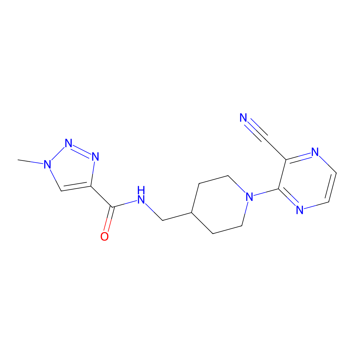 N-((1-(3-cyanopyrazin-2-yl)piperidin-4-yl)methyl)-1-methyl-1H-1,2,3-triazole-4-carboxamide molecular structure, CAS 1796969-71-5