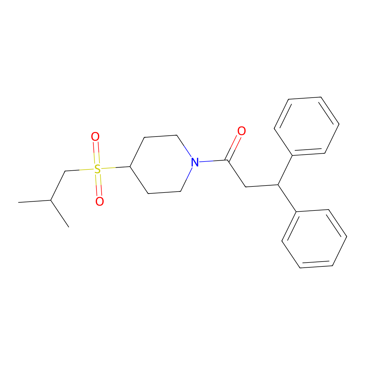1-(4-(Isobutylsulfonyl)piperidin-1-yl)-3,3-diphenylpropan-1-one molecular structure, CAS 1796969-72-6