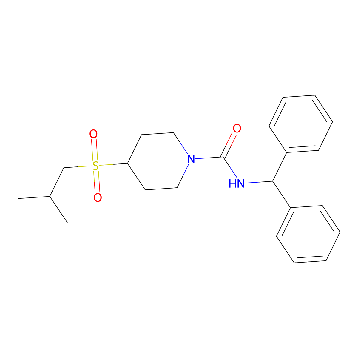 N-benzhydryl-4-(isobutylsulfonyl)piperidine-1-carboxamide molecular structure, CAS 1796969-75-9