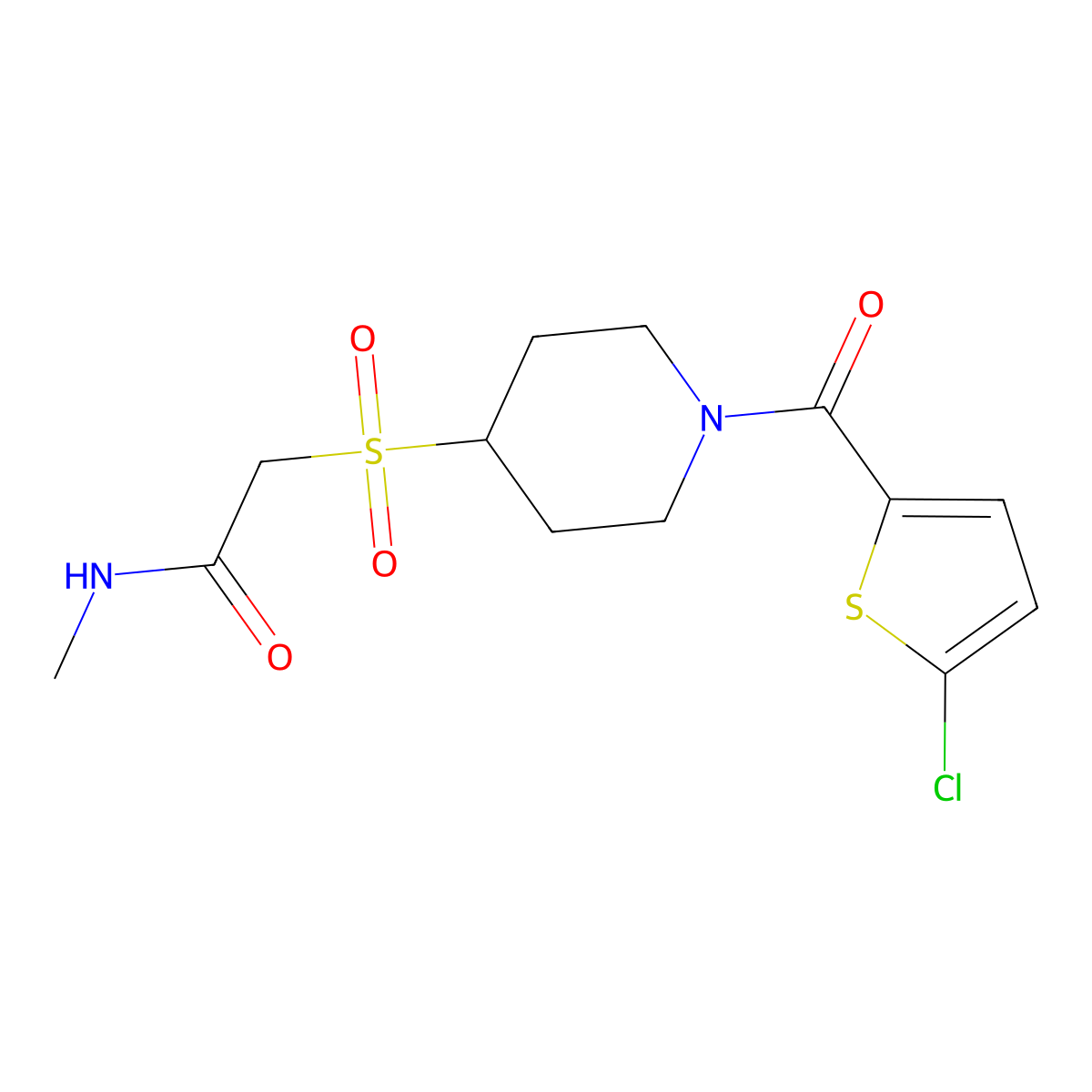 2-{[1-(5-chlorothiophene-2-carbonyl)piperidin-4-yl]sulfonyl}-N-methylacetamide molecular structure, CAS 1796969-87-3