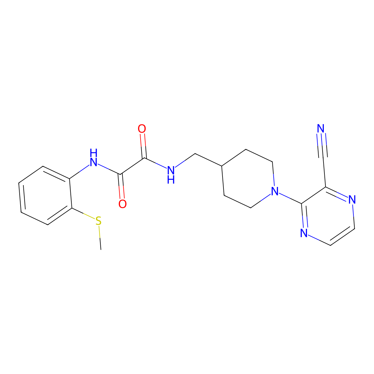 N1-((1-(3-cyanopyrazin-2-yl)piperidin-4-yl)methyl)-N2-(2-(methylthio)phenyl)oxalamide molecular structure, CAS 1796969-88-4