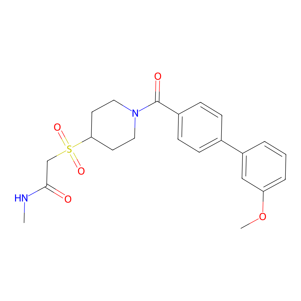 2-((1-(3'-methoxy-[1,1'-biphenyl]-4-carbonyl)piperidin-4-yl)sulfonyl)-N-methylacetamide molecular structure, CAS 1796969-92-0